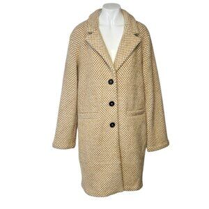 Anthropologie x Sanctuary Hometown Fuzzy Knit Coat, Light Sand, Button Up,Size S